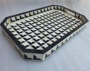 ถาดเสิร์ฟทรงสี่เหลี่ยมฝังเรซินฝังมุกสำหรับบ้านร้านอาหารโรงแรมผลิตภัณฑ์จากอินเดีย - Product Image 5