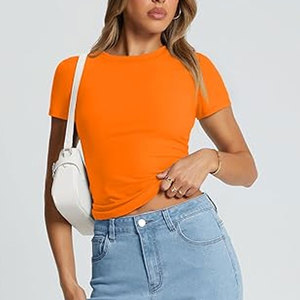 T-shirts à col rond pour femmes Casual Short Sleeve Women Ladies T Shirt Tops - Product Image 3