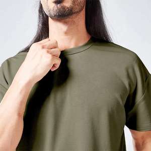 Camiseta de peso pesado de algodón peinado 100% OEM de fábrica | Camisetas en blanco lisas de gran tamaño Boxy Fit Drop Shoulder para hombres - Product Image 5