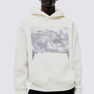 Sudadera con capucha extragrande de algodón de alta calidad con logotipo impreso personalizado OEM para hombre, sudadera de invierno de manga larga, técnica teñida lisa - Product Image 3