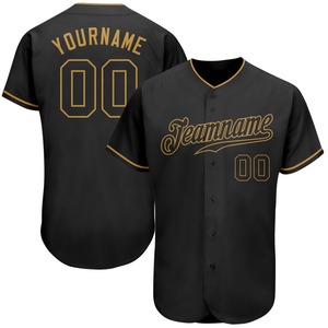 Camiseta de béisbol personalizada con impresión por sublimación OEM, camiseta de béisbol auténtica de oro antiguo negro personalizada - Product Image 1