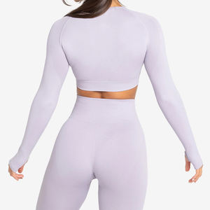 Haute qualité 100% coton Fitness femmes Yoga ensembles pour l'entraînement de gymnastique/personnalisé plaine couleur unie vêtements d'entraînement femmes ensembles - Product Image 3