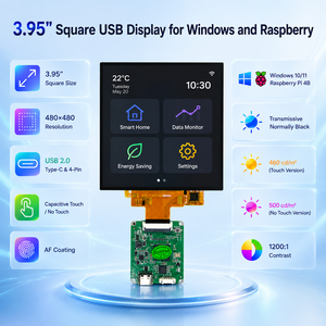 Module d'affichage LCD TFT carré 3,95 pouces 480x480, écran HMI USB Type C AF pour Raspberry Pi et systèmes embarqués Windows - Product Image 1