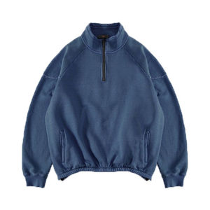 เสื้อกีฬาแขนยาวครึ่งซิปแบบสวมหัวเข้ารูปคอตั้งผ้าฝ้ายขนแกะเนื้อนุ่มระบายอากาศได้ดีพิมพ์ลายฤดูหนาว XS สีว่างเปล่า - Product Image 2