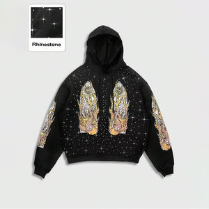 Sweat à capuche en molleton strass pour hommes d'hiver respirant à séchage rapide mélange polyester/coton de haute qualité personnalisable - Product Image 4