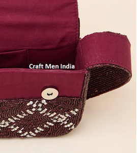 Sac à bandoulière magnifique avec des perles à la main, des pierres et des broderies de perles, style vintage pour les mariées, fête de mariage - Product Image 5