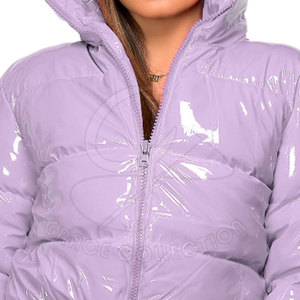 Zipper Closure Down Bubble <b>Crop</b> Top <b>Jackets</b> 100% Polyester Stand Collar <b>Women's</b> <b>Puffer</b> <b>Jackets</b> With Customized Logo - Product Image 2