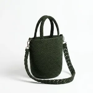 Sac à main en crochet vintage pour femme avec deux bretelles, minimaliste, vert, léger, pour la plage, usage quotidien - Product Image 2