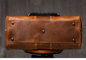 Bolsa de lona de cuero genuino de calidad superior Bolsa de viaje de almacenamiento grande para hombres Bolsa de fin de semana de cuero con logotipo personalizado - Product Image 5