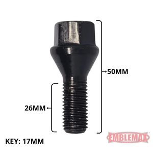 Emblemax 2002B Boulons de roue en acier à siège conique de haute qualité M12x1.5 Finition noire Lot de 16 pour VOLKS pour et pour véhicules - Product Image 2
