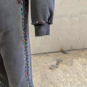 Venta al por mayor de fábrica, nuevos pantalones de moda de alta calidad con diamantes de imitación para hombres, sueltos, rectos, ligeros, ecológicos, informales - Product Image 6