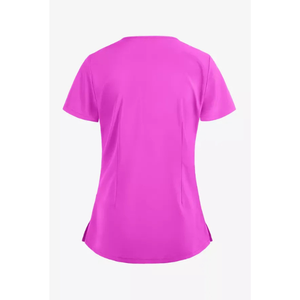 Women's Pink V-Neck Short Sleeve Medical <b>Scrub</b> <b>Top</b> Breathable Stretch Nurse Uniform <b>Top</b> with Pockets Hospital Doctor Nursing - Product Image 3