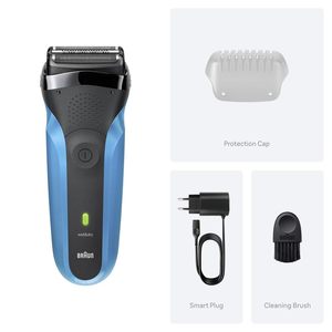 Afeitadora Eléctrica de Precisión para Hombre, Uso en Seco/Húmedo, Negra y Azul, con Enchufe de Dos Pines, Impermeable IPX7, Recortadora de Barba Lavable para Rostro - Product Image 5