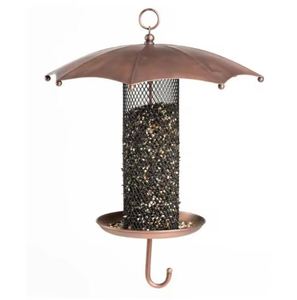 Décorations de jardin Mangeoire à oiseaux Maison en cuivre pour oiseaux et bain Jardin extérieur Forme de parapluie Article le plus vendu en métal - Product Image 1