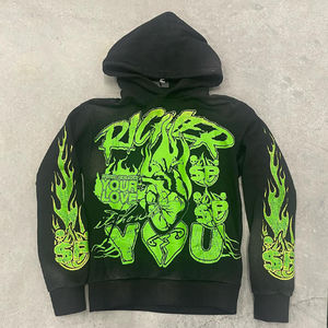 Customize <b>Men</b> Sun Faded 100% Cotton Hoodies Screen Printed Boxy Fit Heavy Vintage <b>Cropped</b> Streetwear Heavyweight Hoodies for Man - Product Image 3