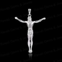 Crucifix catholique en argent sterling plaqué rhodium fait main, croix religieuse de Jésus, pendentif de foi chrétienne, bijoux fins, cadeau