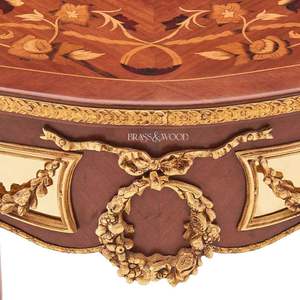 Mesa Auxiliar Cuadrada de Lujo con Incrustaciones Florales y Detalles Ornamentales de Latón Dorado para Decoración Clásica de Esquinas de Sala de Estar - Product Image 2