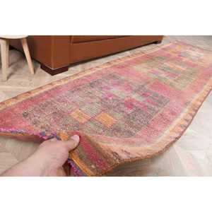 2.7x10.4 ft Rug, <b>Runner</b> Vintage Rug, <b>Red</b> Herki Floral Rug - Product Image 3