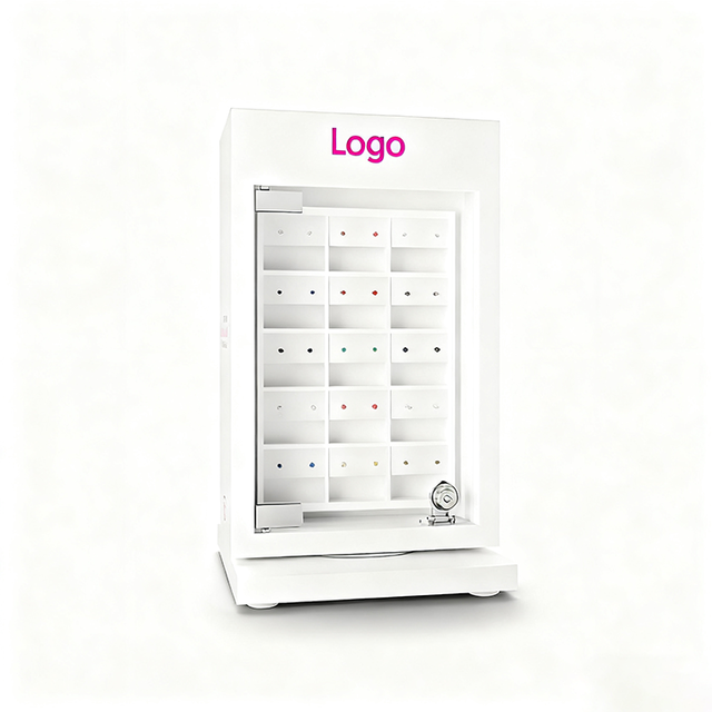 360 Rotating Display Stand Locking Acrylic Jewelry Display Body Piercing Jewelry Display Case with Led Light