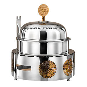 Diseño árabe Acero inoxidable Calentador de alimentos Espejo Pulido Diseñador Cazuela Forma redonda Lujo Nuevo Metal Hotpot - Product Image 1