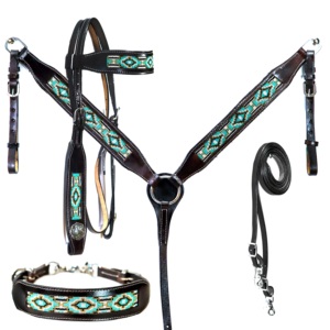 Conjunto de Cabezada y Pechera de Cuero Genuino Estilo Western con Logotipo Personalizado, Ligero y Vintage, ¡Gran Venta a Bajo Precio! - Product Image 1