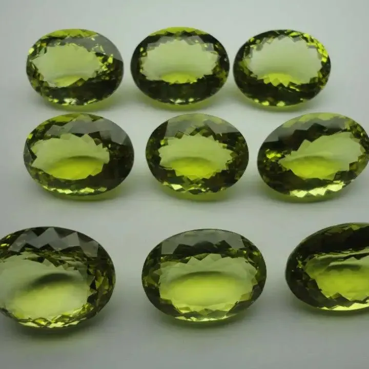 Limon kuvars Oval 14x10mm Faceted kesim taş yeşil altın limon kuvars taş toptan fiyata takı taş yapmak için en iyi