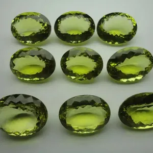 Lemon Quartz Oval 14x10mm potongan segi batu hijau emas Lemon Quartz batu permata terbaik untuk membuat perhiasan batu dengan harga grosir