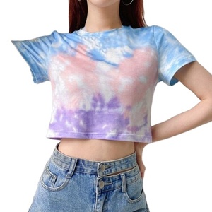 Nouveauté : T-shirts décontractés pour femmes, sur mesure, en tie-dye, 100% coton, manches courtes, tissu tricoté de haute qualité - Product Image 1