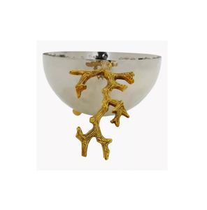 Support de bol en laiton bol martelé forme ronde design de vie bol de nourriture de couleur avec support à prix compétitif - Product Image 2