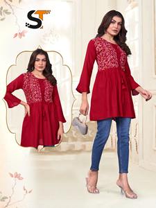 Kurti de Rayón de Alta Calidad para Mujer con Bordado Simple y Elegante, Ropa India y Pakistaní Económica - Product Image 5