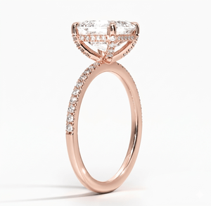 Anillo de Compromiso con Diamante Cultivado en Laboratorio, Corte Asscher, Banda con Pavé de Diamantes Redondos Brillantes, Anillo de Boda Clásico para Mujer - Product Image 4