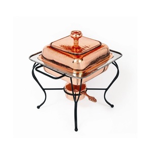 Plato de frotamiento de cobre de diseño con soporte de combustible dual y cuerpo de calibre pesado hecho para salones de banquetes y recepciones de bodas - Product Image 3