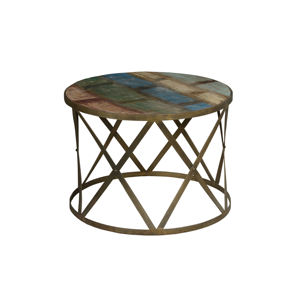 Table basse en bois de ferme antique artisanale avec cadre en fer métallique durable pour salon moderne - Product Image 4