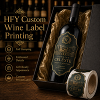 Étiquettes de vin personnalisées, dorées à chaud, gaufrées, autocollantes, imperméables, en rouleau, sur papier texturé, pour emballage de bouteilles, étiquettes découpées sur mesure, marque privée