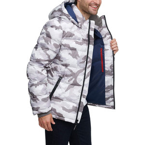 Men's Slim Fit Winter Puffer <b>Jacket</b> with Stand Collar Custom Color <b>Canvas</b> High Street Style Casual Coated Processing - Product Image 3