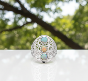 Anillo bohemio de la eternidad de Plata de Ley 925, conjunto de bisel de gemas de ópalo etíope múltiple, diseño clásico para regalos de aniversario de cumpleaños - Product Image 6