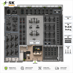 Equipo Completo para Gimnasio SK, 500 m², Centro de <span class=keywords><strong>Fitness</strong></span> Comercial, Máquinas de Ejercicio para Fisicoculturismo, de Alta Resistencia, Fábrica China Integral - Product Image 2