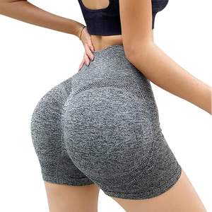 Short de sport taille haute pour femme Respirant Biker Style Tummy Control Spandex Yoga Athletic Workout Shorts Plain Dyed Pockets - Product Image 1