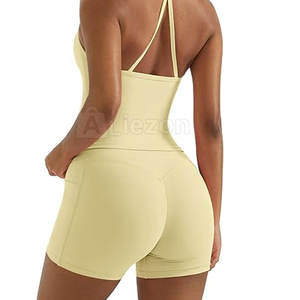 Conjunto de Top y pantalones cortos de Yoga de verano para mujer, ropa de gimnasio, Top y pantalones cortos de Yoga para mujer, Atuendo para entrenamiento diario - Product Image 2