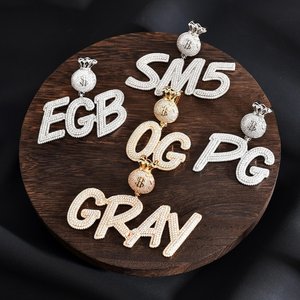 Bolsa de dinero colgador nombre letra colgante Moissanite redondo corte brillante diamante 925 Plata boda joyería fina colgantes y dijes - Product Image 6