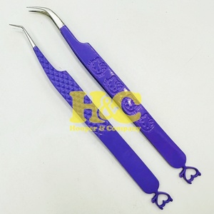 Juego de Pinzas para Extensión de Pestañas Profesionales con Diseño de Corazón, Color Personalizado, Acero Inoxidable, Diseño Duradero, Pestañas Planas, Logotipo Personalizado - Product Image 1