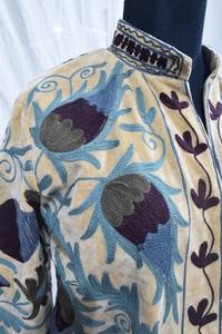 Veste en toile brodée de fleurs Suzani pour femmes, best-seller, vêtements d'hiver et d'automne, rembourrage en coton, décoration boutonnée, produit fini - Product Image 3