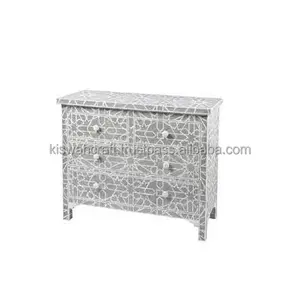 Bone Inlay <b>Bedside</b> Nightstand <b>Bedsides</b> In <b>Black</b> Bone Inlay Furniture Machine Made Bone Inlay 2-9 Drawer Sideboards - Product Image 2