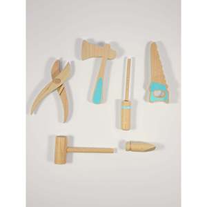 Boîte à outils en bois pour enfants avec ensemble de jouets en plastique pour apprendre les compétences de base - Product Image 3