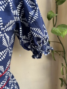 Venta caliente de las mujeres vestido casual bloque de mano vestido estampado volante manga Maxi estándar cuello en V elástico cintura imperio con cordón - Product Image 6