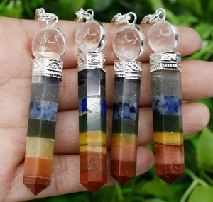 Vente en gros Fait à la main 7 Chakra Cristal Collé Pendule Naturel Multi-Gemstone Guérison Boule de Quartz Radiesthésie Divination AGATE PRÉFÉRÉE - Product Image 6