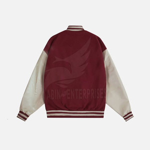 New Arrivals <b>Men's</b> Maroon Varsity <b>Jacket</b> <b>White</b> Letter Embroidery Heart Design Breathable Stand Collar High Street Style Winter - Product Image 2