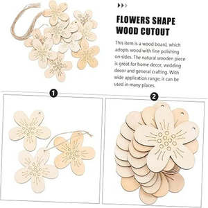 Decorazioni Pasquali in <span class=keywords><strong>Legno</strong></span> a Forma di Fiore, Ritagli Decorativi Non Finiti, Dischi in <span class=keywords><strong>Legno</strong></span> Grezzo per Fai da Te e Artigianato - Product Image 6