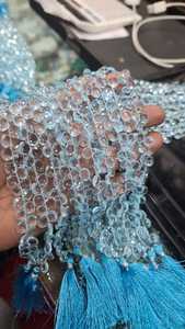 คุณภาพสูง8มม. ลูกปัดแบบบริโอเลตต์พลอยบุษราคัมทรงกลมสีฟ้าแบบหลวมเครื่องประดับหินคริสตัลธรรมชาติมีจำนวนมาก - Product Image 3