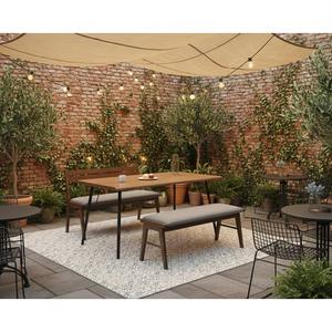 Ensemble de meubles de jardin d'extérieur au design traditionnel, banc en bois de couleur unie, chaises rembourrées, table à manger, fournisseur OEM au Vietnam - Product Image 1